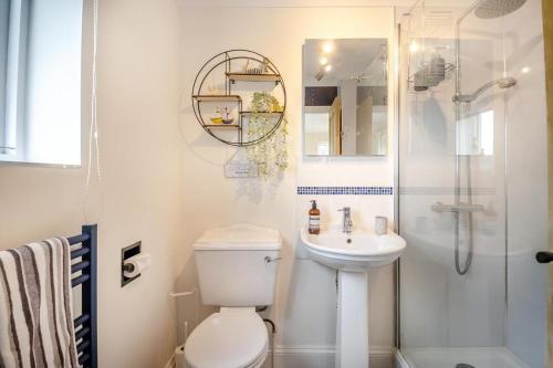 a bathroom with a toilet and a sink and a shower at 1 Bed in North Walsham oc-f29380 in North Walsham