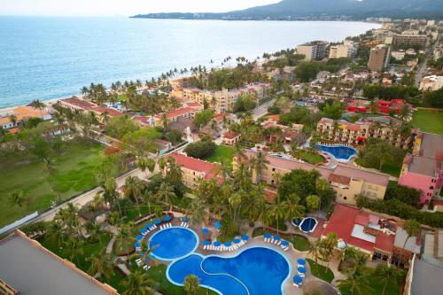 an aerial view of the resort and the ocean at Grand Decameron Complex Bucerias, A Trademark All-Inclusive Resort in Bucerías