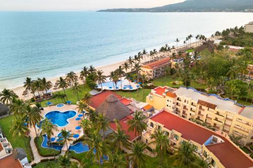 an aerial view of the resort and the beach at Grand Decameron Complex Bucerias, A Trademark All-Inclusive Resort in Bucerías