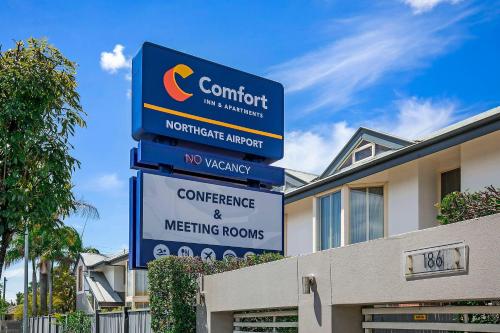 a sign in front of a building at Comfort Inn & Apartments Northgate Airport in Brisbane