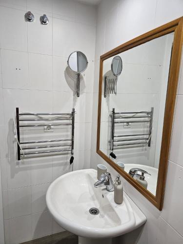 a bathroom with a sink and a mirror at Solo or Couple , Solo o Pareja in Seville