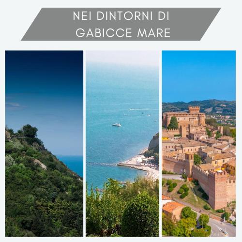 a collage of four pictures of a city and the ocean at Jans e Gracy - Appartamenti e camere in Gabicce Mare