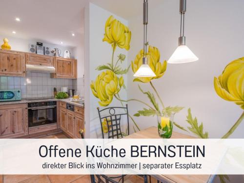 a kitchen with yellow bananas hanging from the wall at Apartment BERNSTEIN by Interhome in Wertach