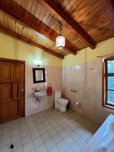 a bathroom with a toilet and a sink at Casa del Bosque in Mazamitla