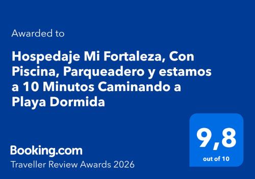 a screenshot of a phone screen with the words hogbyte mi fonteriacon at Hospedaje Mi Fortaleza, Con Piscina, Parqueadero y estamos a 10 Minutos Caminando a Playa Dormida, 5 Minutos del Aeropuerto y a 15 Del Rodadero en Bus in Santa Marta
