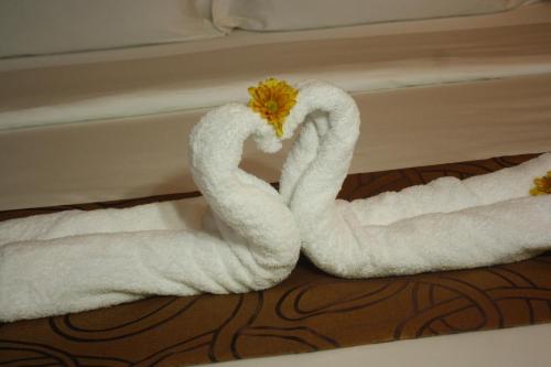 two towels are made to look like swans at Kew Hotel Tagbilaran in Tagbilaran City
