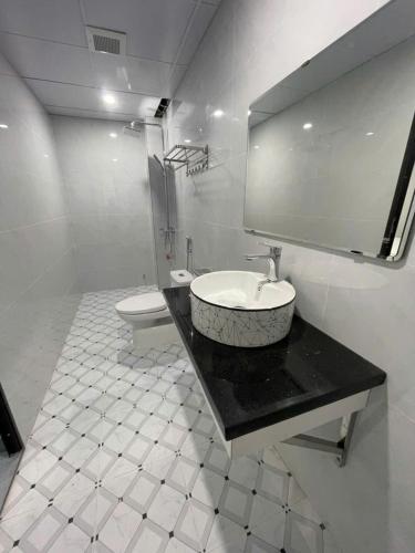 a bathroom with a sink and a toilet at Đức Quỳnh Hotel in Ninh Binh