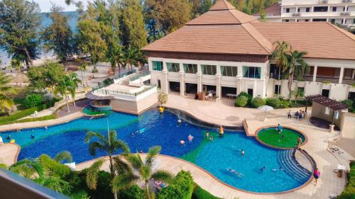 an overhead view of a swimming pool at a resort at Seapine Beach Golf and Resort Hua Hin in Hua Hin