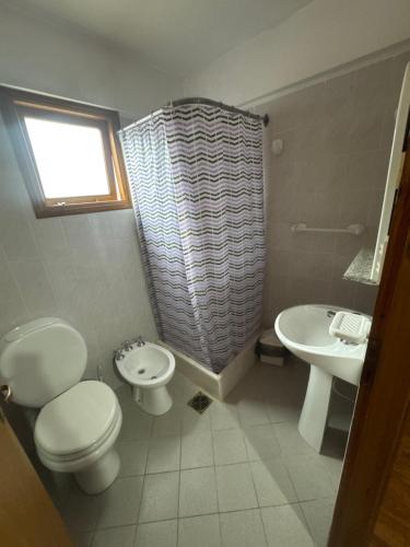 a bathroom with a toilet and a sink at Hosteria Ailen in Ushuaia