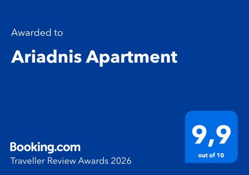 a blue sign with the text emailed to articults appointment at Ariadnis Apartment in Artemida