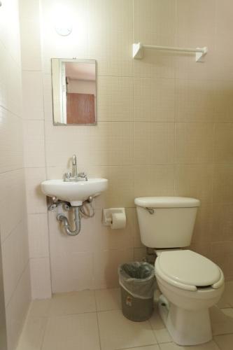 a bathroom with a toilet and a sink at Hotel Reforma in Veracruz