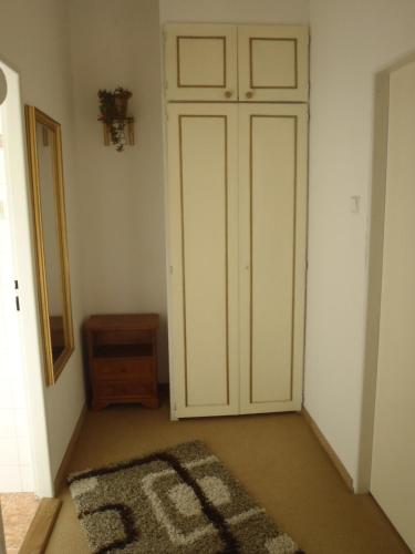 a room with a white door and a rug at Hotel Green House in Teplice