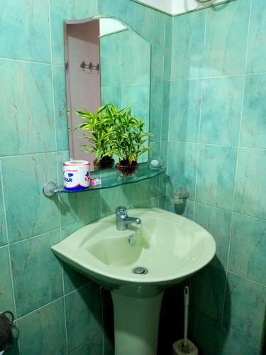a bathroom with a sink and a mirror at Ragith Villa in Nuwara Eliya