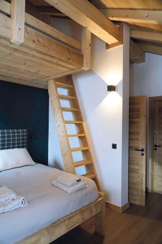 a bedroom with a bunk bed with a ladder at Beautiful chalet with views in Montgenèvre