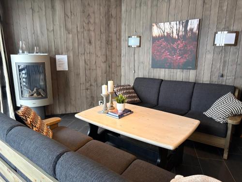 a living room with a couch and a table at Cozy Couples or Family Retreat - Hemsedal in Hemsedal
