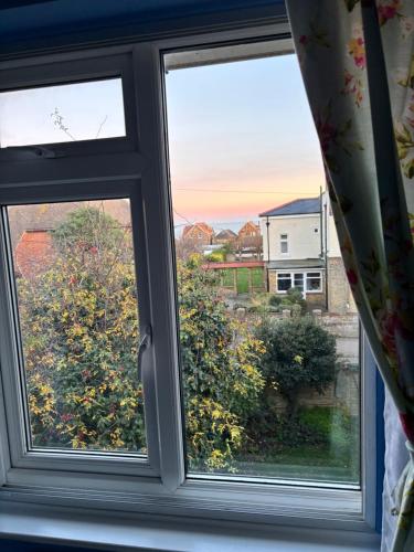 a window with a view of a yard at Sea Rose ,Broadstairs in Broadstairs