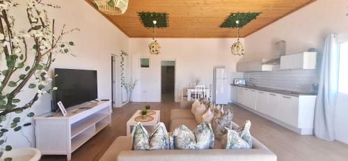 a living room with a couch and a tv at Fuerte Roche 2 in Tuineje