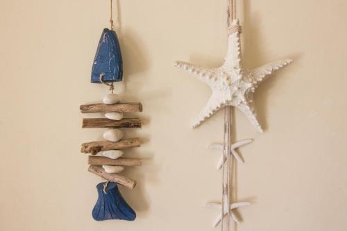 a wall with a starfish and other decorations on it at Relais Isole del Sud in Lampedusa