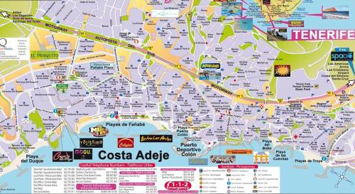een kaart van de costa adeje-fietsarcade bij Mare Verde - JOY in Adeje