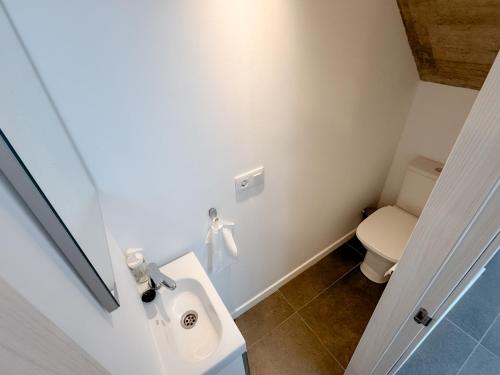 a small bathroom with a toilet and a sink at apartment in La Santa, Lanzarote, village by the Sea in La Santa