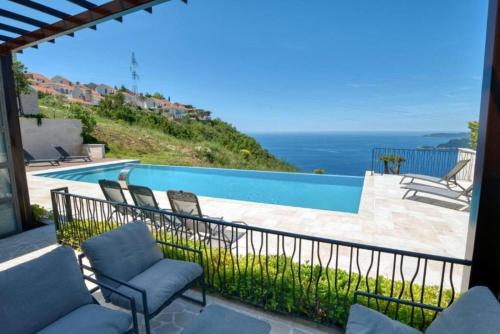 a view of a swimming pool from a house at The View - Apartment with Pool in Blizikuće