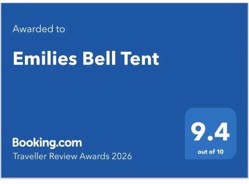 a blue sign with the words emulsils bell term at Emilies Bell Tent in St Ives