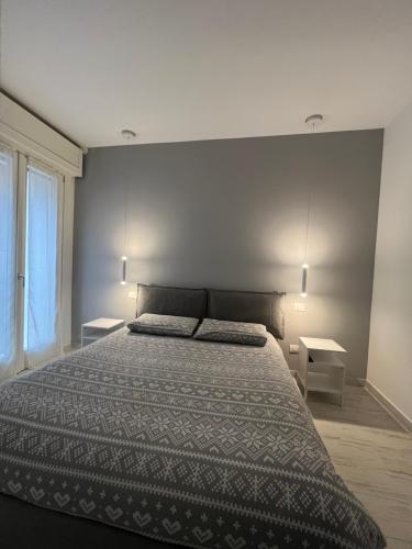 a bedroom with a large bed and a window at Casa nel vicolo in Montichiari