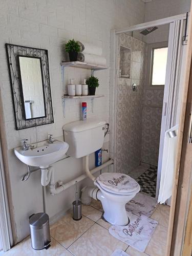 a bathroom with a toilet and a sink at The Converted Space in Welkom