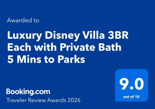 a blue invitation to lobby disney villa br each with private bath at Disney Escape Modern 3BR Townhouse 2 Miles to the Parks 4 Baths in Orlando