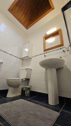 a bathroom with a toilet and a sink at Beachfront Apartments in Sligo