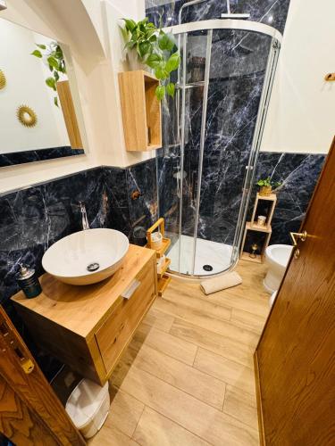 a bathroom with a shower and a sink at La Corte di Peretola Boutique Apartment in Florence