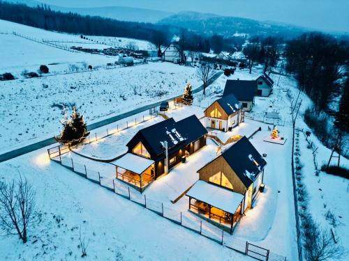 an aerial view of a house in the snow at Izera House in Świeradów-Zdrój
