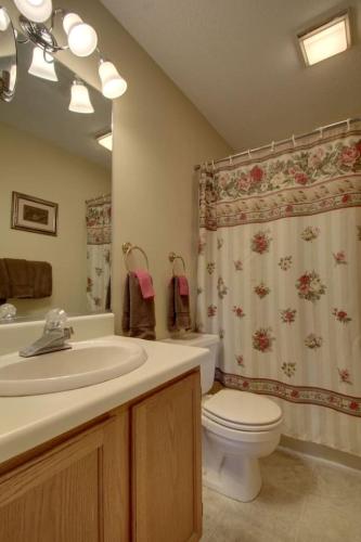 a bathroom with a sink and a toilet and a shower at Rivers Edge Condo 902 in Helen