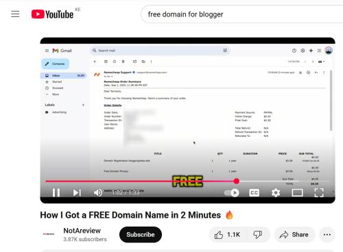 a screenshot of a free domain name in minutes at Alexa in Nairobi