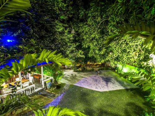 an overhead view of a garden at night at Celestial Inn in Mirissa