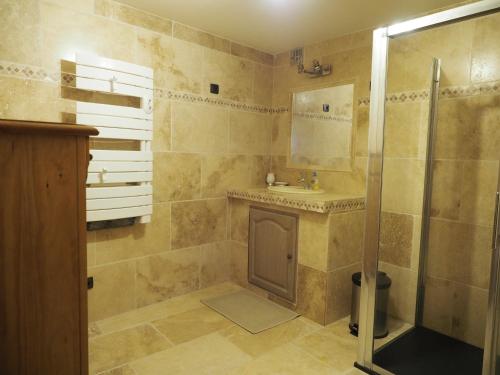 a bathroom with a shower and a sink at campagne de pimayon in Manosque