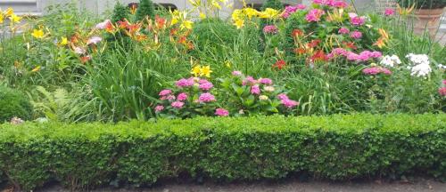 a garden of colorful flowers and plants at 't Herenhoes in Neerpelt