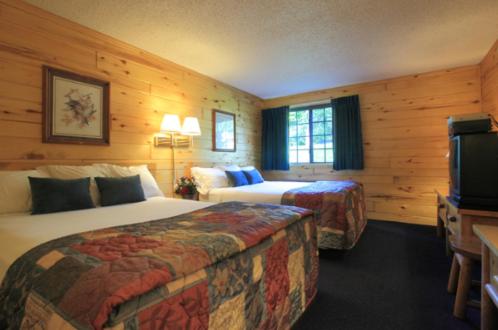 Americas Best Value Inn - Duluth Spirit Mountain Inn في دولوث: غرفه فندقيه سريرين وتلفزيون