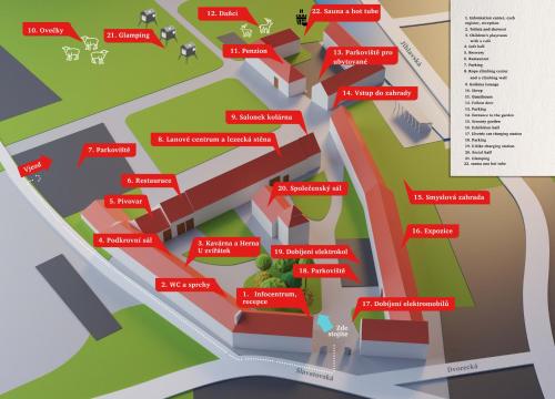a map of the university of stirling campus at Penzion Panský dvůr Telč in Telč
