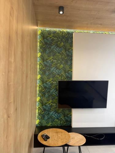 a living room with a tv and a table at ALEKSANDRA 5 - Leaf in Kielce