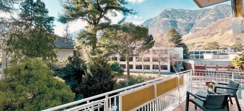 a balcony with a view of a mountain at Villa Sabine in Merano