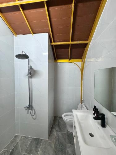 a bathroom with a sink and a toilet at Tiến Đạt Villa in Vung Tau