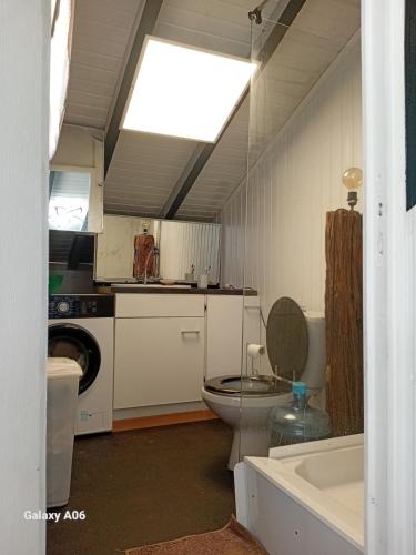 a bathroom with a toilet and a sink at Loft haut de villa in Baie-Mahault