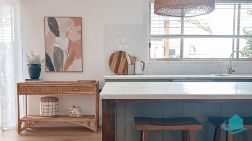 a kitchen with a sink and a counter top at Summerland Escape in Summerland Point
