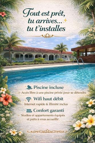 a sign for a resort swimming pool at La Villa Eden in Pointe-Noire