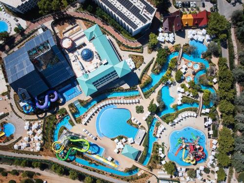 an overhead view of a water park with several pools at Resort Šibenik in Šibenik