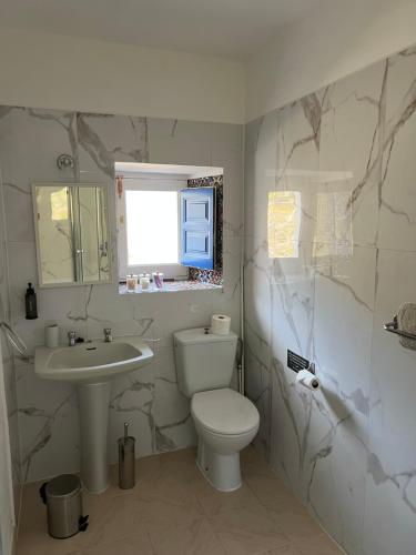 a bathroom with a toilet and a sink at Casa Mariscal Polopos in Polopos