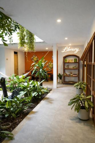 a lobby of a store with plants at Muguet House Granada in Cali