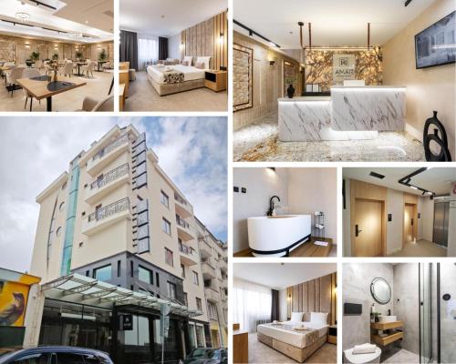 a collage of photos of a building at AMAR Design Hotel by HMG in Sofia