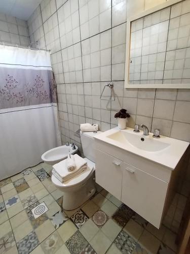 a bathroom with a toilet and a sink at Refugio del sol Erezcano in Eréscano